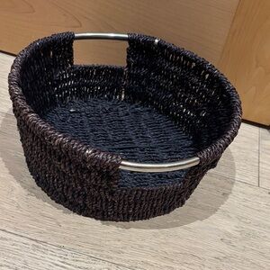 Woven Black Basket with Silver Handles